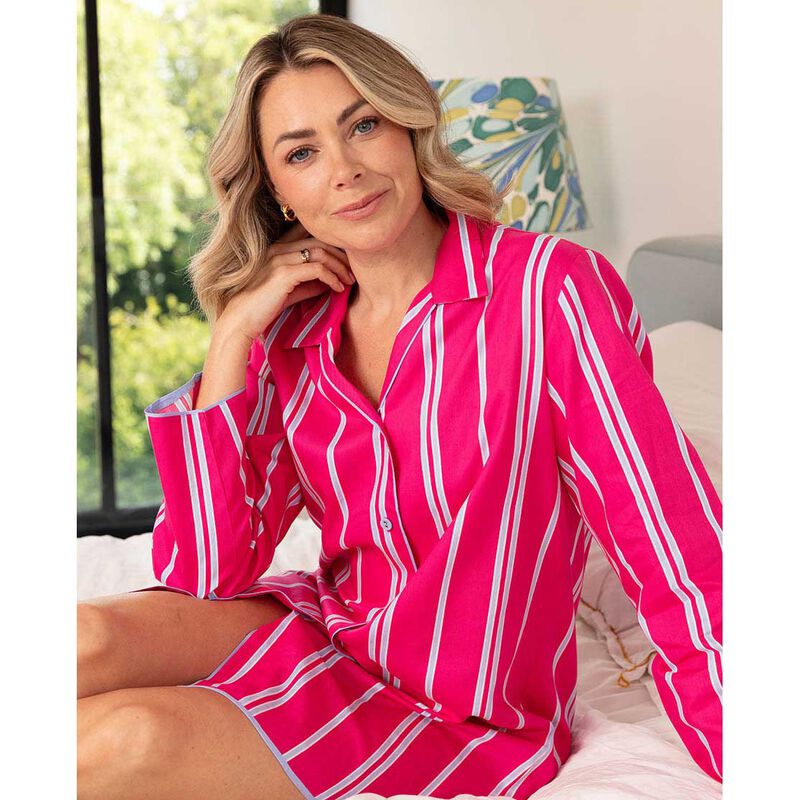 Cyberjammies Chloe Pink Printed Stripe L/Slv Nightshirt image number 2